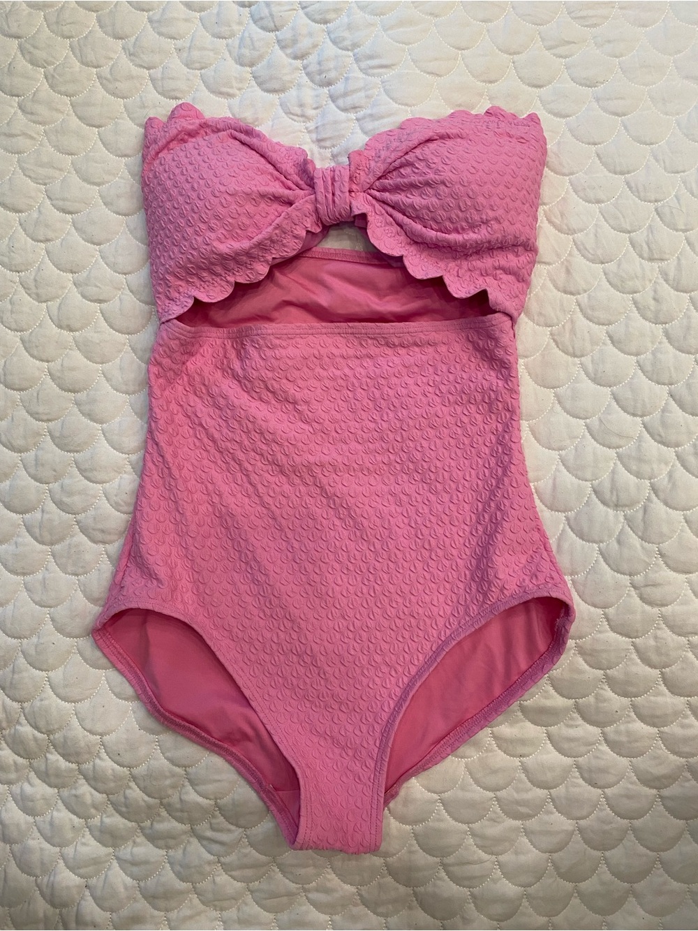 Kate Spade Marina Piccola Scalloped Cutout Swimsuit Teatime Pink Medium